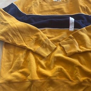 Men's Mustard and Navy Crewneck Sweater